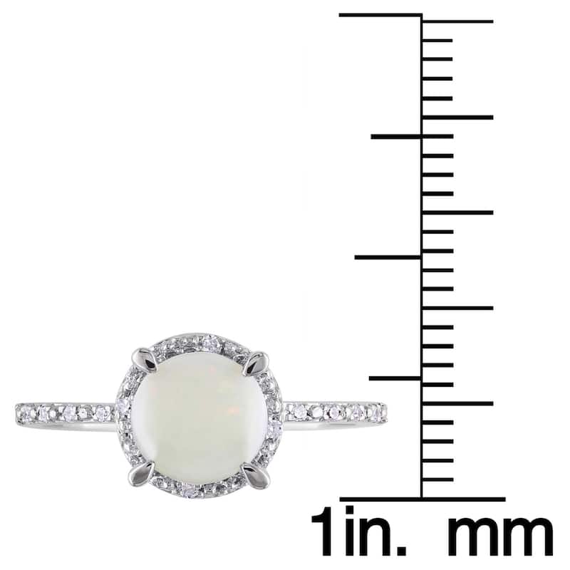 Miadora Sterling Silver Opal and Diamond Accent Ring