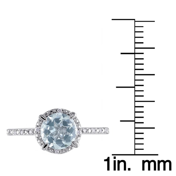 Miadora Sterling Silver Blue Round Aquamarine and Diamond Accent Ring