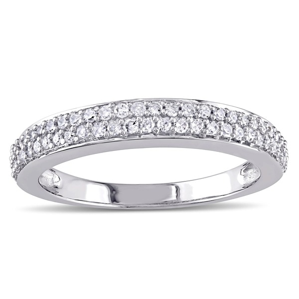Miadora 10k White Gold 1/4ct TDW Diamond wedding Band (G-H, I2-I3)