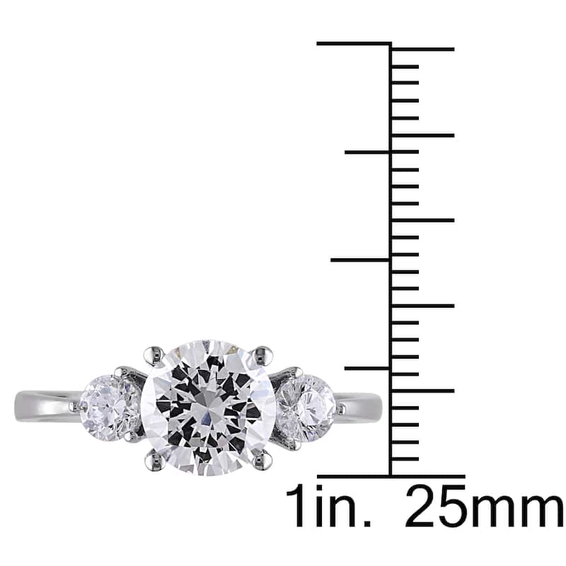 Miadora Sterling Silver Round-cut Prong-set Cubic Zirconia Engagement Ring