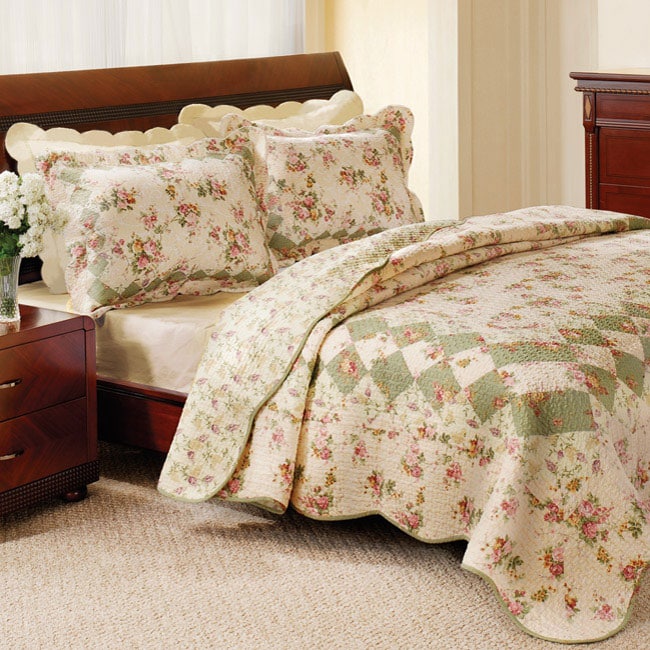 Greenland Home Fashions Bliss Ivory Full/ Queen-size 3-piece Quilt Set ...