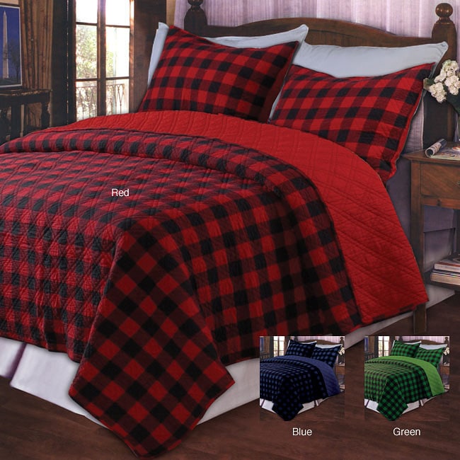 Western Plaid Full/ Queen size 3 piece Quilt Set