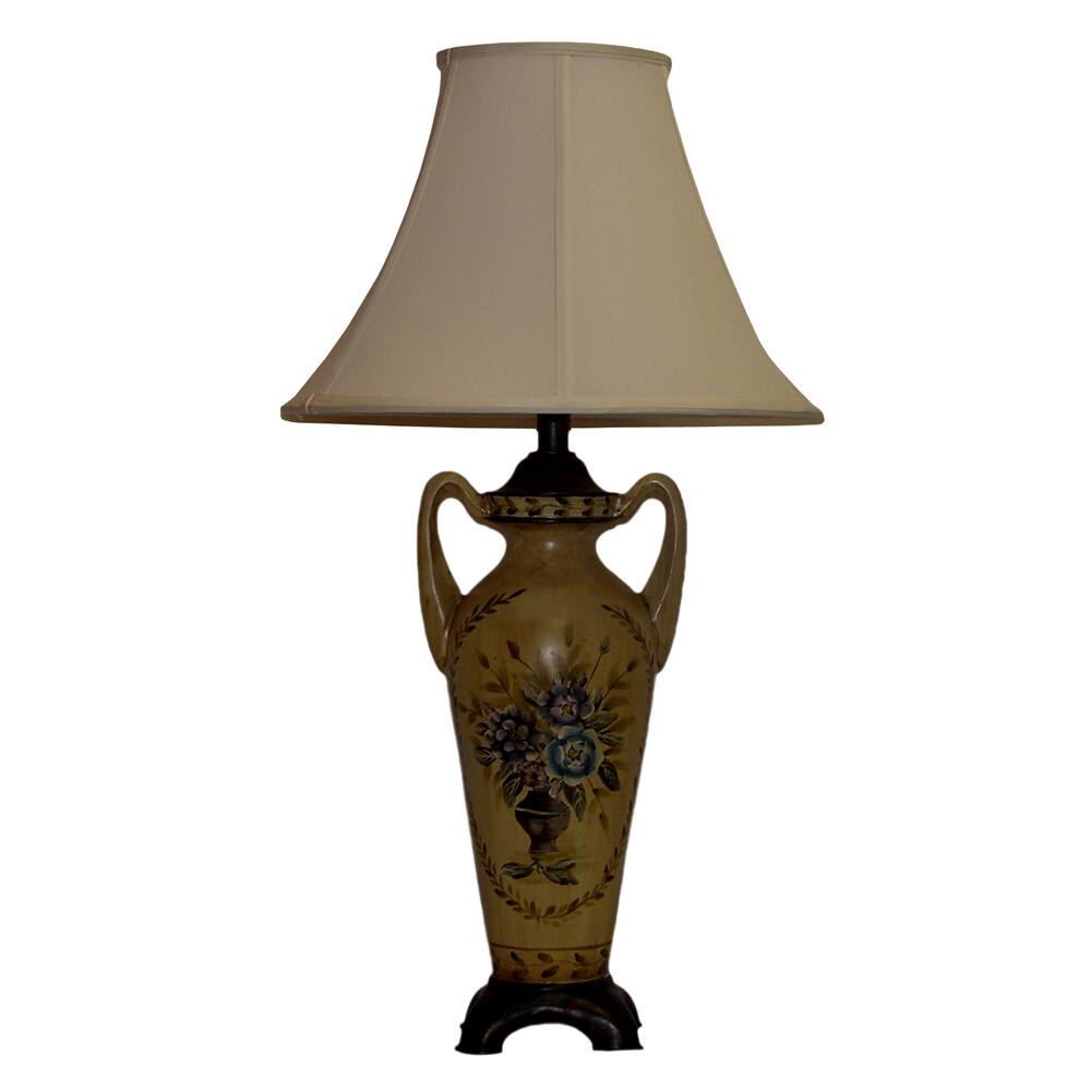 Beige Floral Medallion Table Lamp