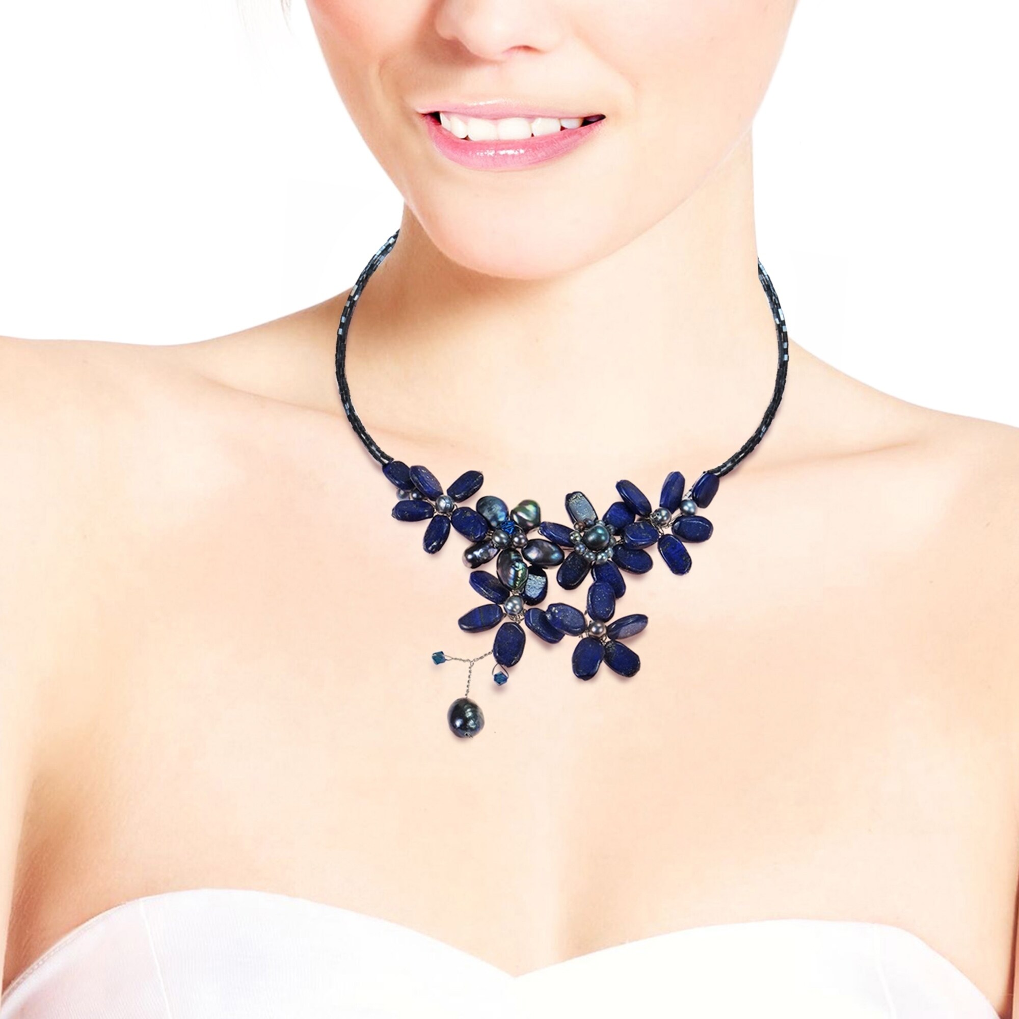 black flower choker