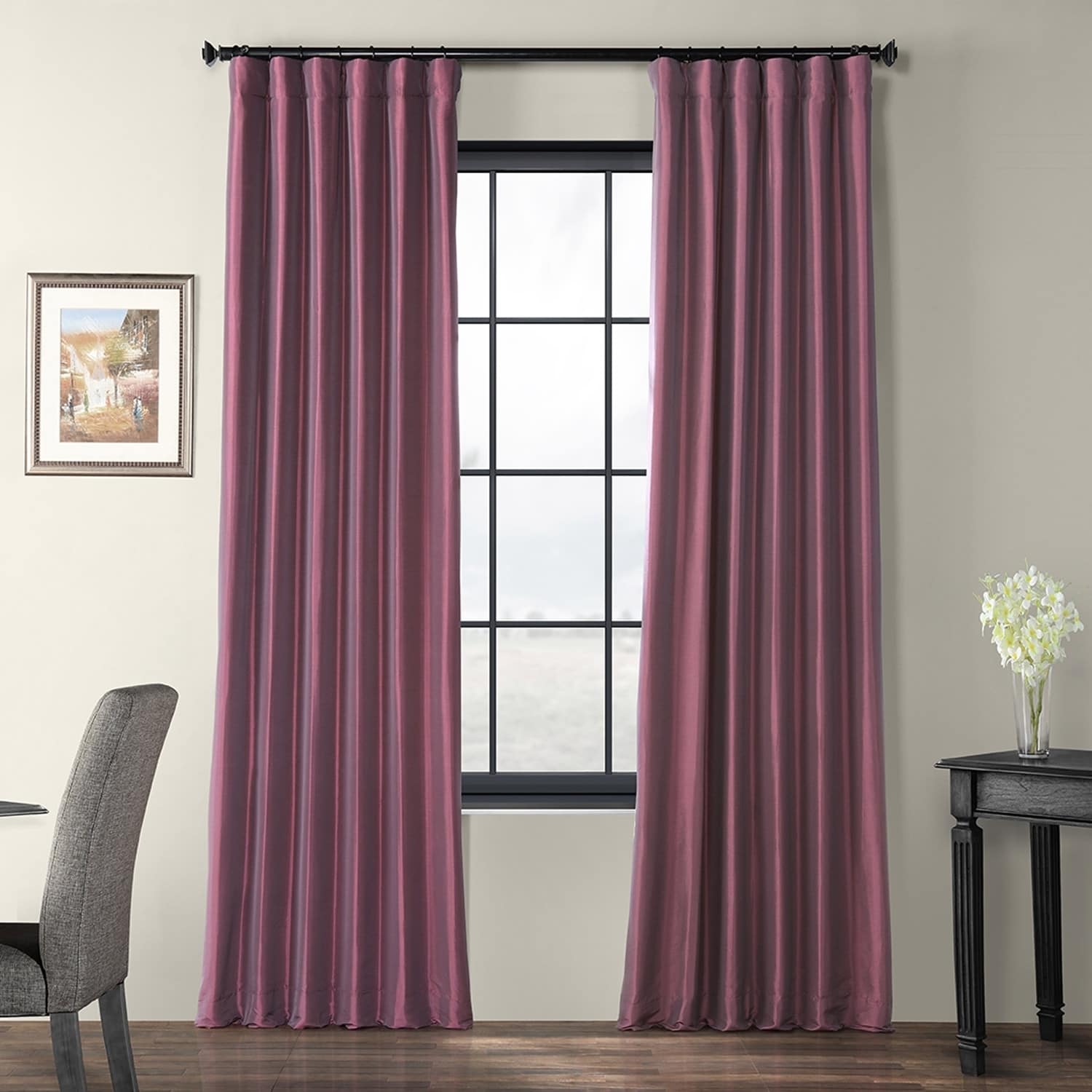 Solid Faux Silk Taffeta Dahlia 108 inch Curtain Panel