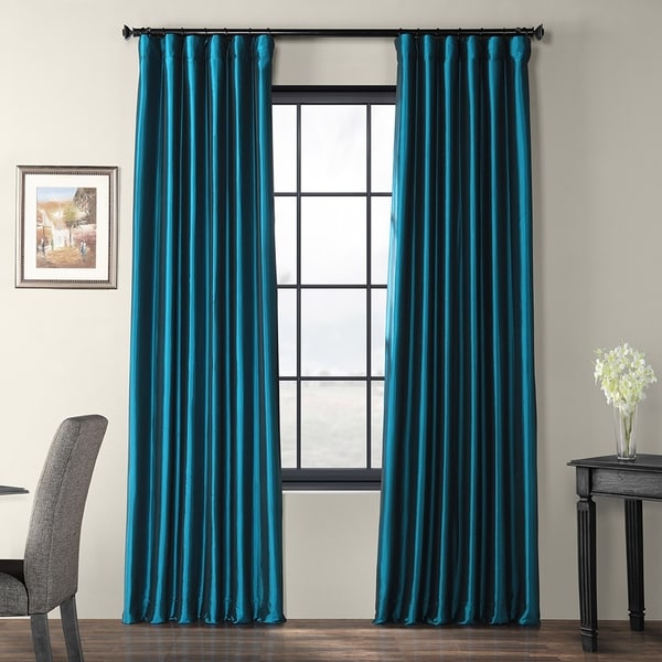 Exclusive Fabrics Solid Faux Silk Taffeta Mediterranean Curtain Panel. Opens flyout.