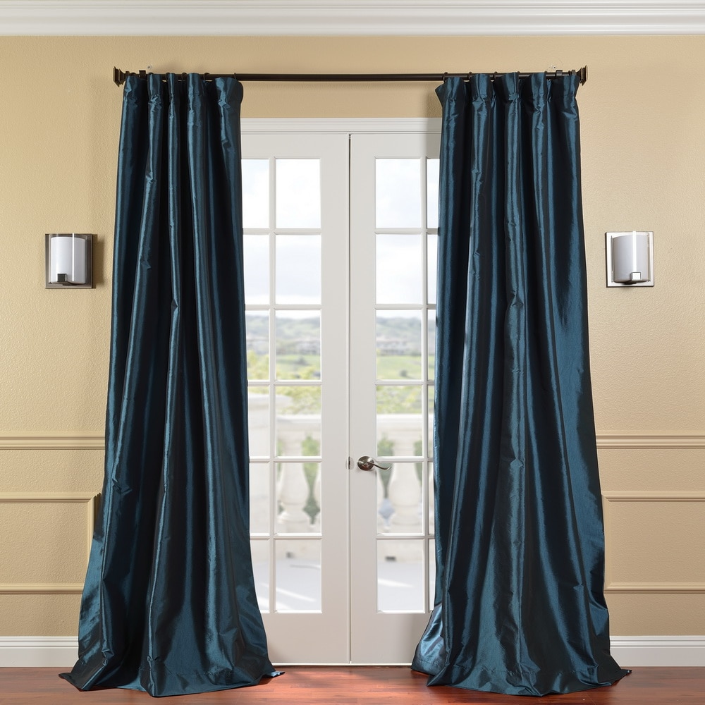 Solid Faux Silk Taffeta Mediterranean 120 inch Curtain Panel