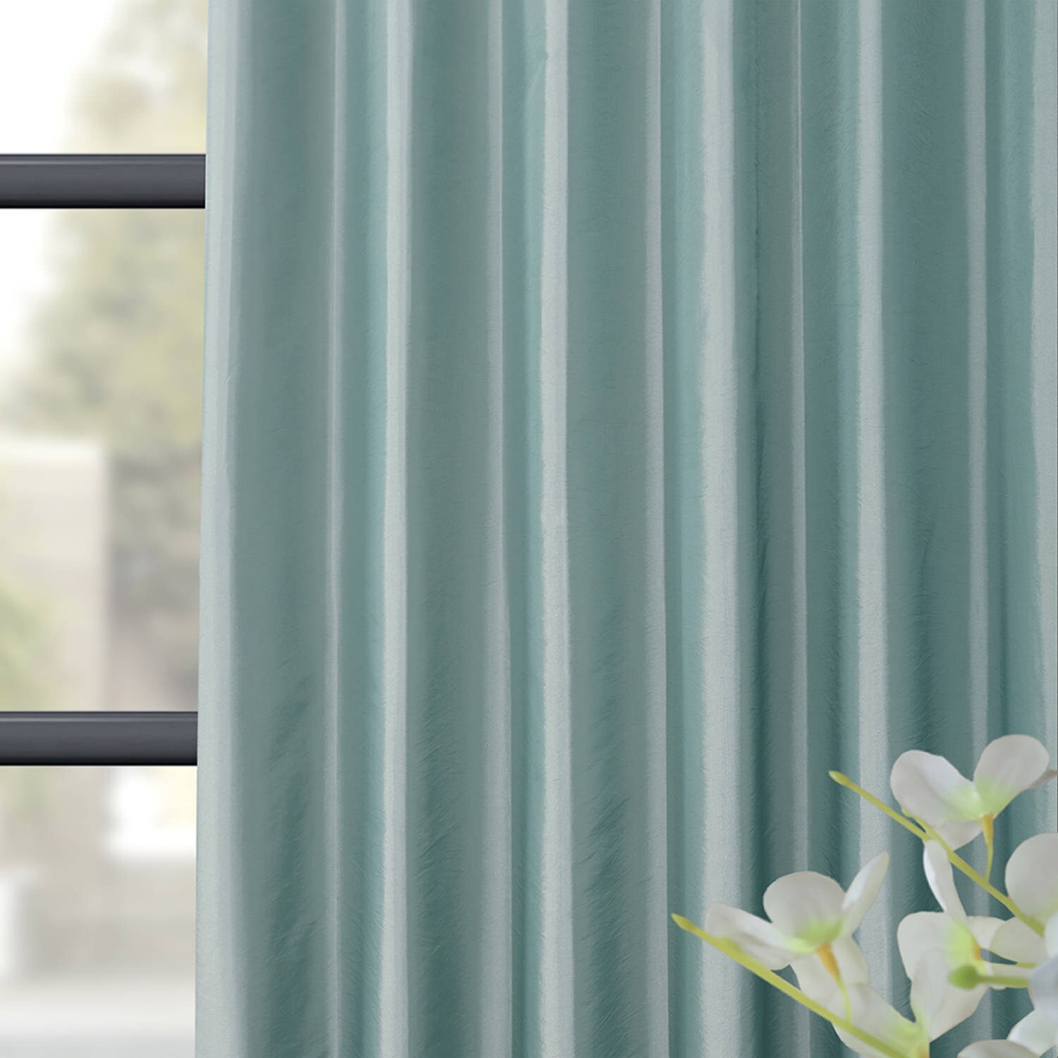 Shop Exclusive Fabrics Solid Faux Silk Taffeta Robin S Egg Curtain