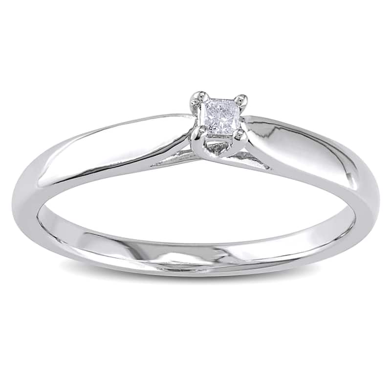 Miadora Sterling Silver Diamond Accent Solitaire Promise Ring