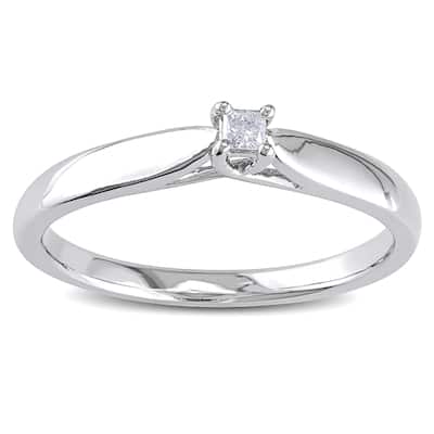 Miadora Sterling Silver Diamond Accent Solitaire Promise Ring