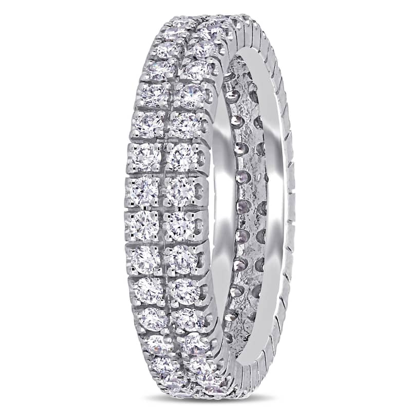 Miadora 14k White Gold 1ct TDW Diamond Double Row Eternity Band