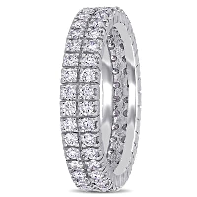 Miadora 14k White Gold 1ct TDW Diamond Double Row Eternity Band