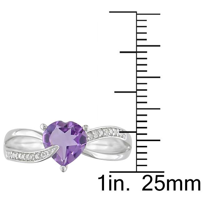 Miadora Sterling Silver Amethyst and Diamond Accent Heart Ring