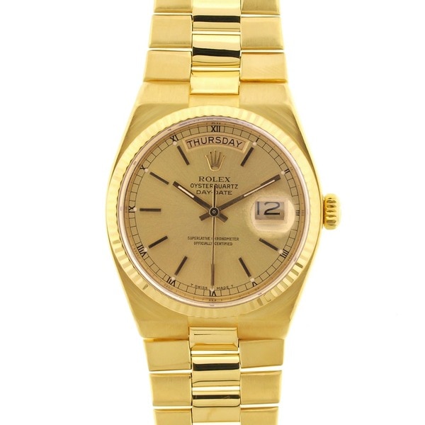 Pre-owned Rolex Men's President Oyster 18k Gold Champagne Dial Watch ...