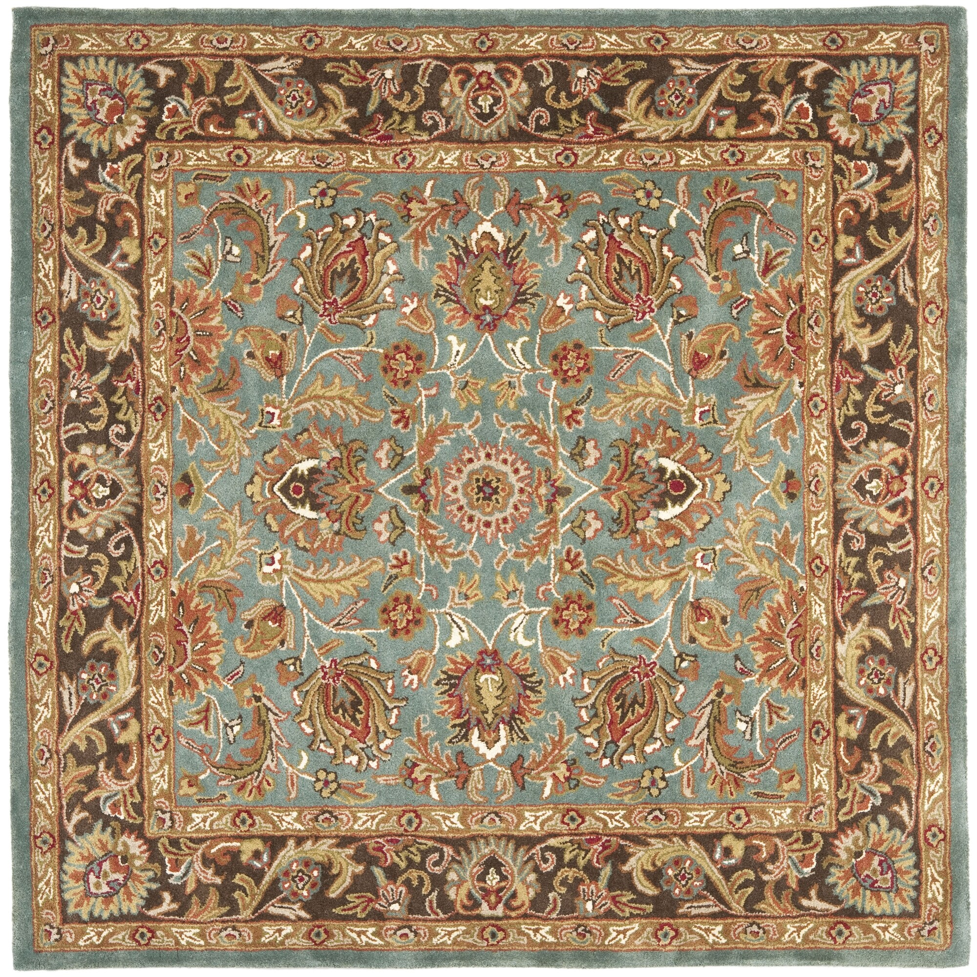 Handmade Heritage Blue/brown/tan Floral Wool Rug (6 Square)