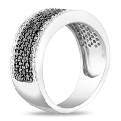 Miadora Sterling Silver 1ct TDW Black and white Pave Diamond Ring (H I, I3) Miadora Diamond Rings