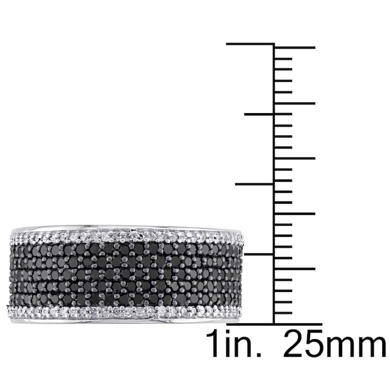 Miadora Sterling Silver 1ct TDW Black-and-white Pave Diamond Ring
