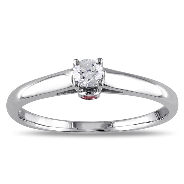 Amour Enrose by Miadora 10k White Gold Diamond Pink Sapphire Accent