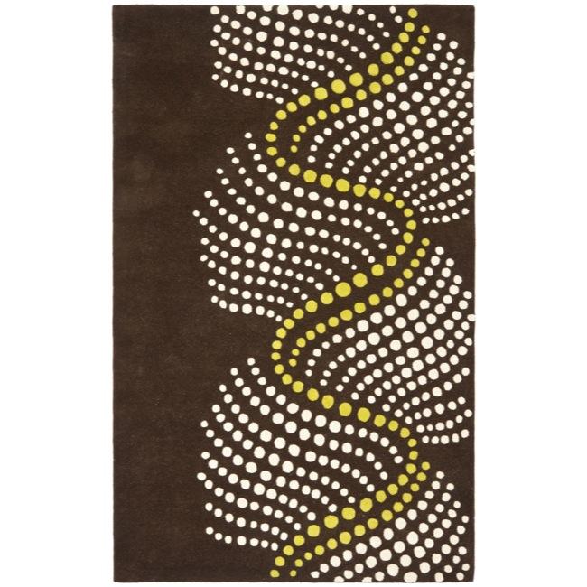 Handmade Soho Waves Brown New Zealand Wool Rug (5x 8)