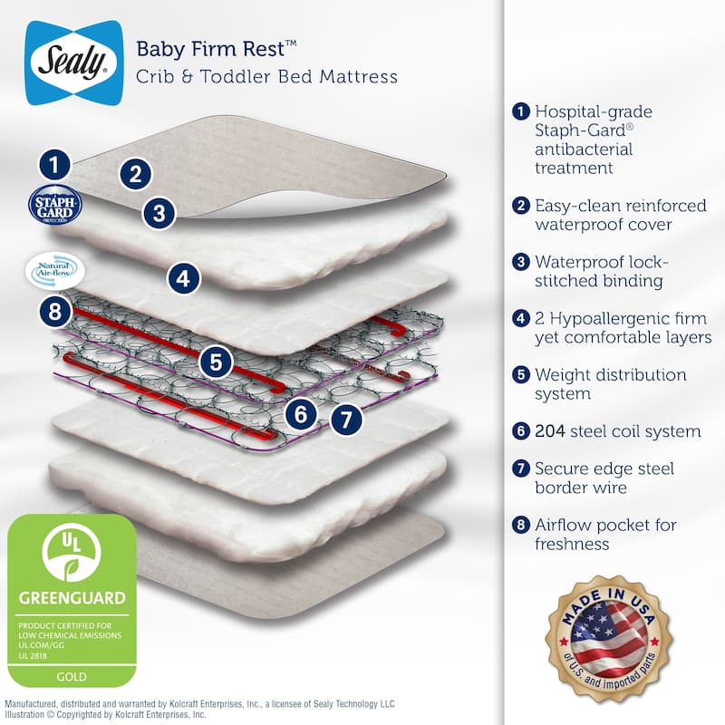 Sealy Baby Firm Rest Crib Mattress - grey