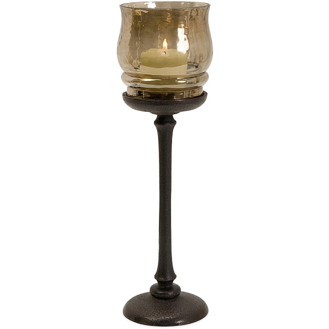 Aluminum And Glass Argento Large Votive Holder