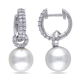 Pearl Cubic Zirconia Earrings Online At Our Best Miadora Sterling Silver White Freshwater Pearl And Cubic Zirconia Drop Clip Earrings 8 5