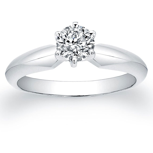 Victoria Kay 14k White Gold 1/2ct TDW Certified Diamond Solitaire Engagement Ring