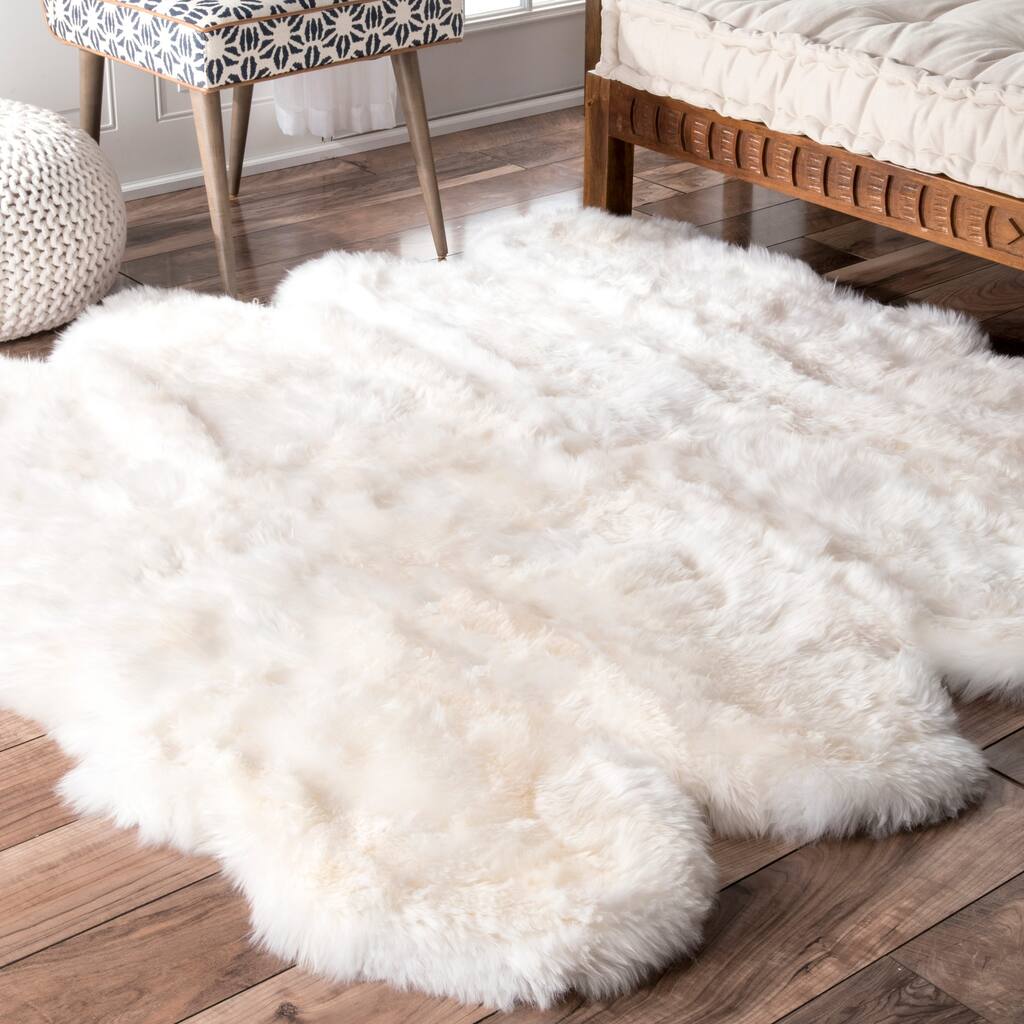 nuLOOM Alexa Octo Sheepskin Wool Eight Pelt Shag Rug - 5'6" x 5'6"