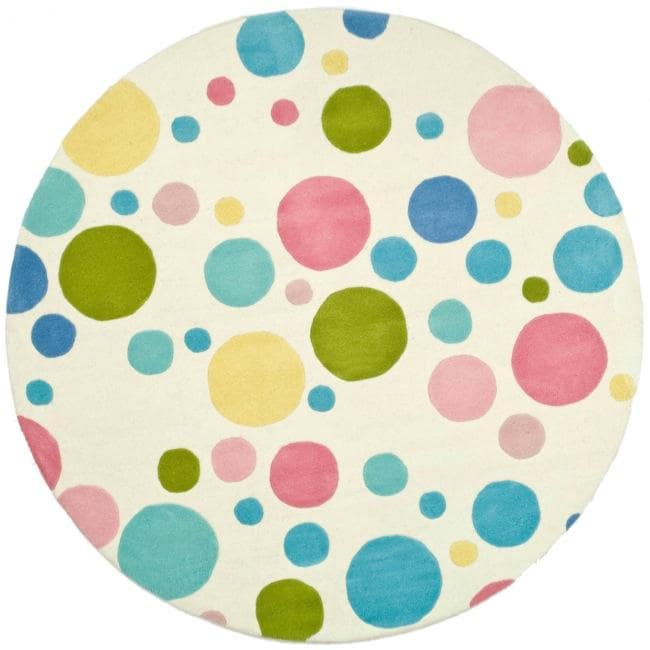 Handmade Soho Bubblegum Ivory/ Multi N. Z. Wool Rug (8 Round)