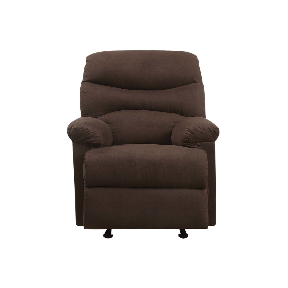 Chocolate Microfiber Vintage Motion Recliner with Tight Back & Seat Cushions  and Pillow Top Arm & Cup Holder - Bed Bath & Beyond - 38338360