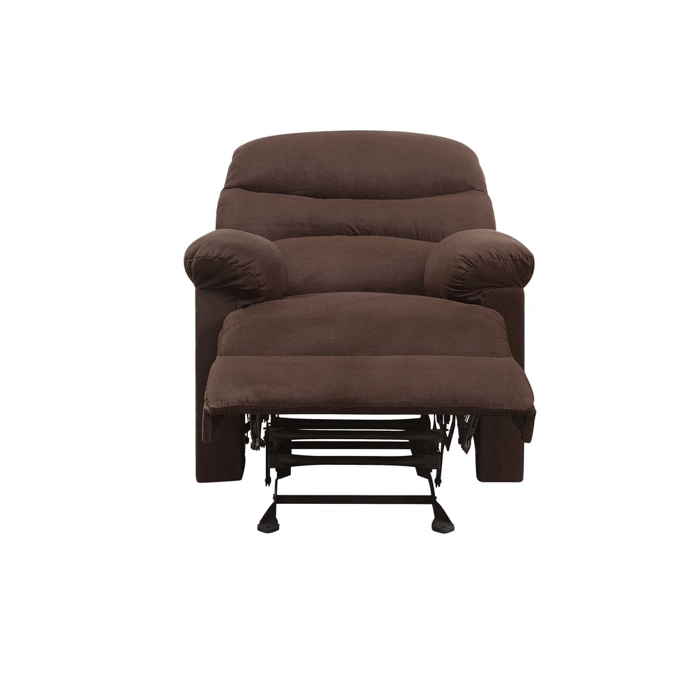 Chocolate Microfiber Vintage Motion Recliner with Tight Back & Seat Cushions  and Pillow Top Arm & Cup Holder - Bed Bath & Beyond - 38338360