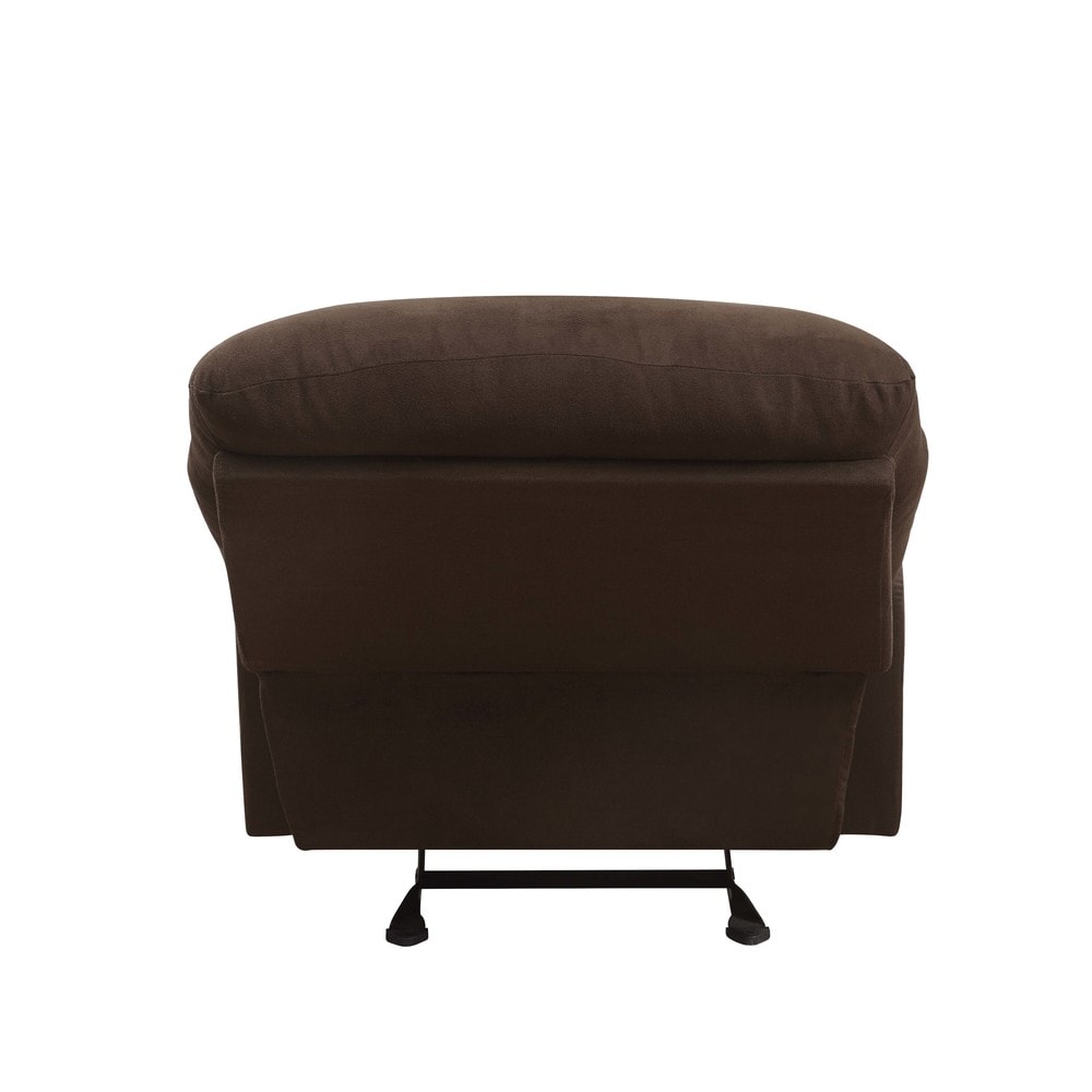 Chocolate Microfiber Vintage Motion Recliner with Tight Back & Seat Cushions  and Pillow Top Arm & Cup Holder - Bed Bath & Beyond - 38338360