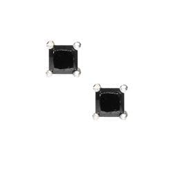 Sterling Silver Princess cut Black Cubic Zirconia Stud Earrings Moise Children's Earrings