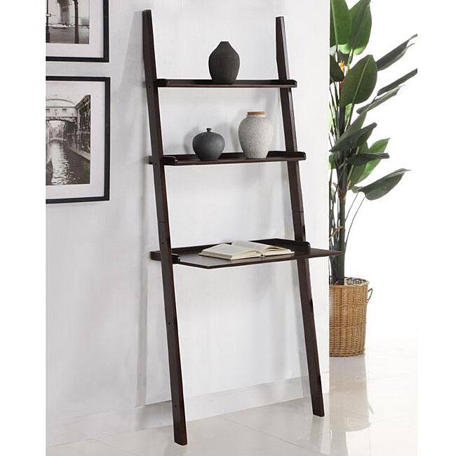 Walnut 3-tier Leaning Laptop Shelf