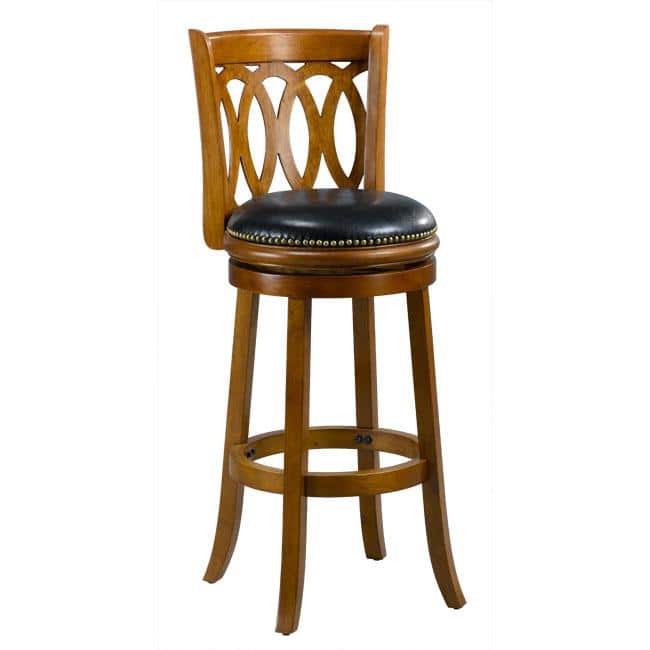Cameron 29-inch Dark Oak Spiral-back Swivel Bar Stool