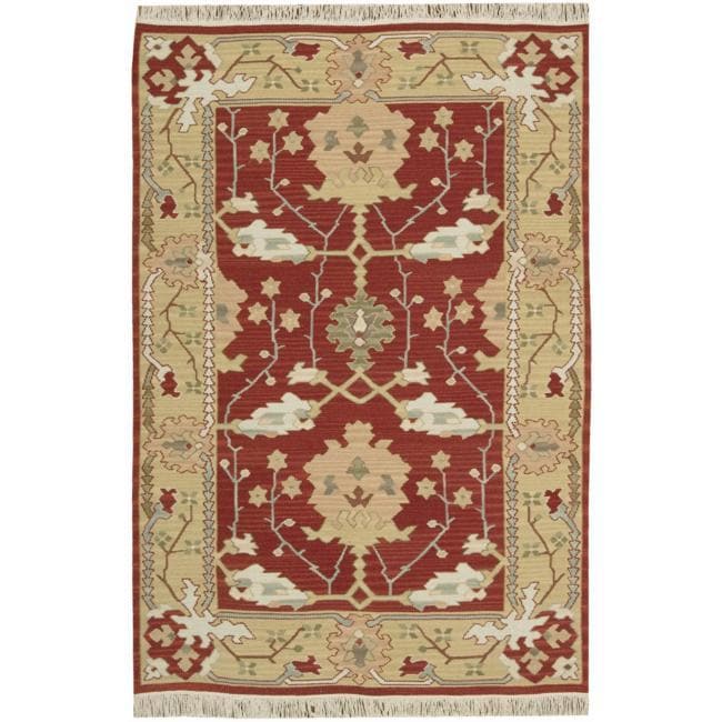 Nourison Samarkand Flatweave Reversible Burgundy Wool Rug (39 X 59)