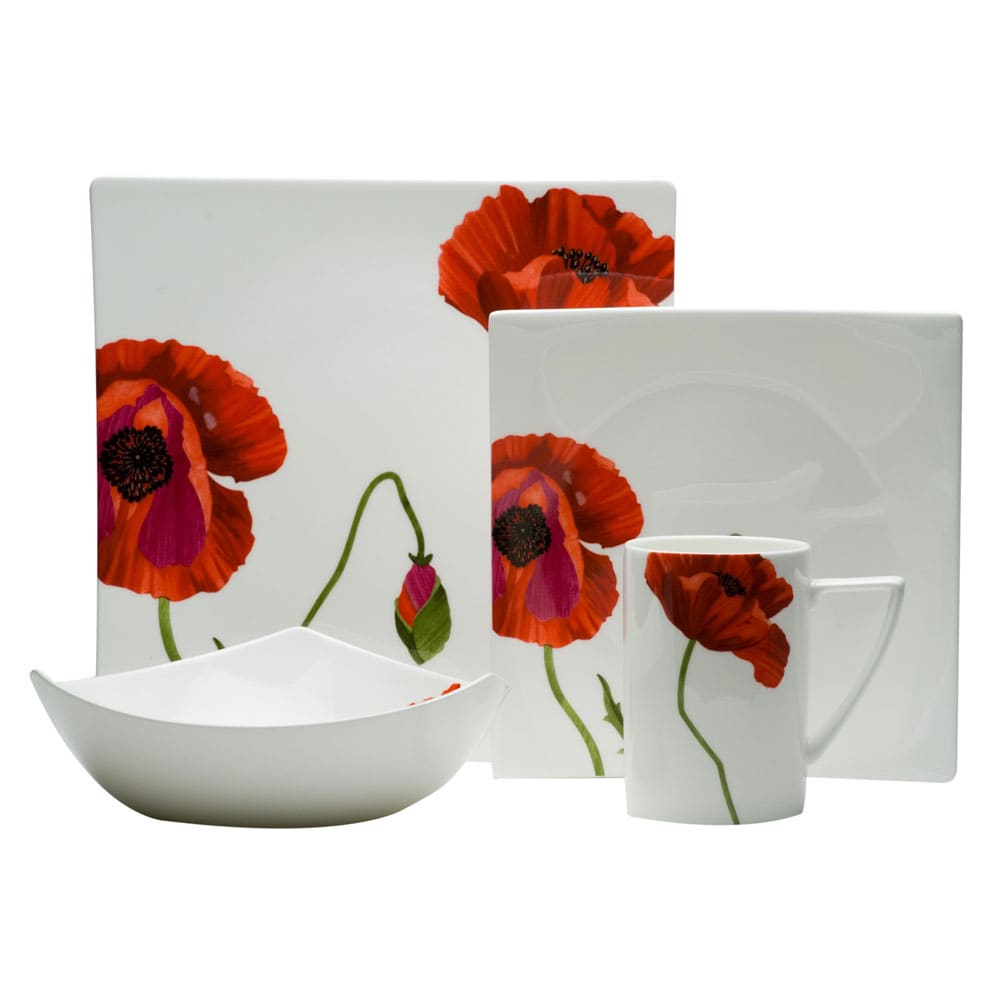 Red Vanilla Summer Sun Bone China 4 piece Dinning Set