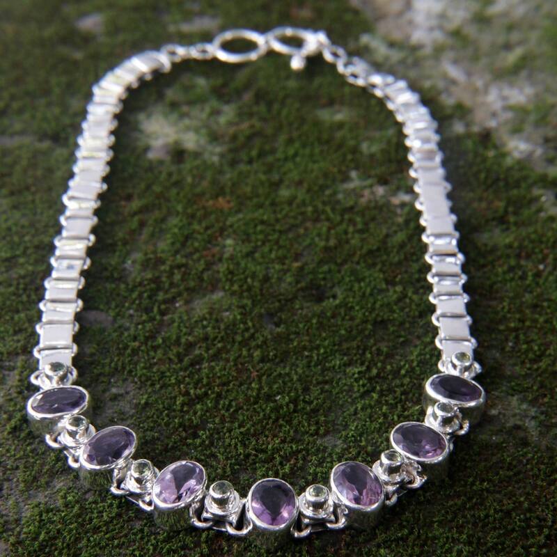 NOVICA Handmade Exuberance Amethyst and Peridot Choker Necklace (Indonesia)