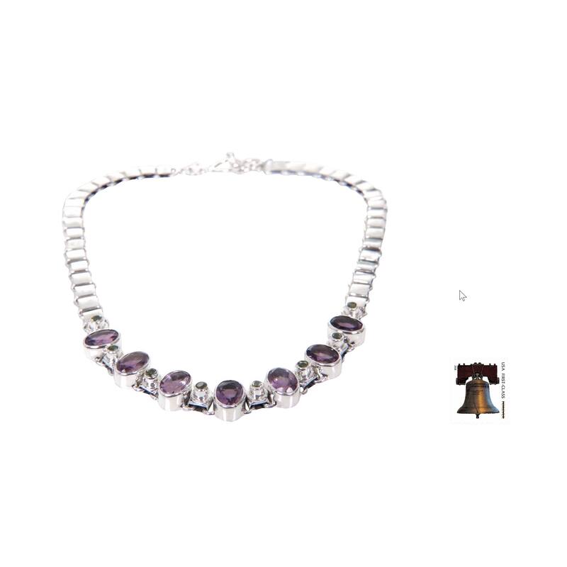 NOVICA Handmade Exuberance Amethyst and Peridot Choker Necklace (Indonesia)