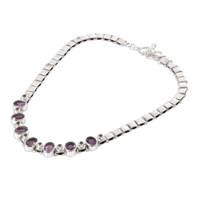 NOVICA Handmade Exuberance Amethyst and Peridot Choker Necklace (Indonesia)