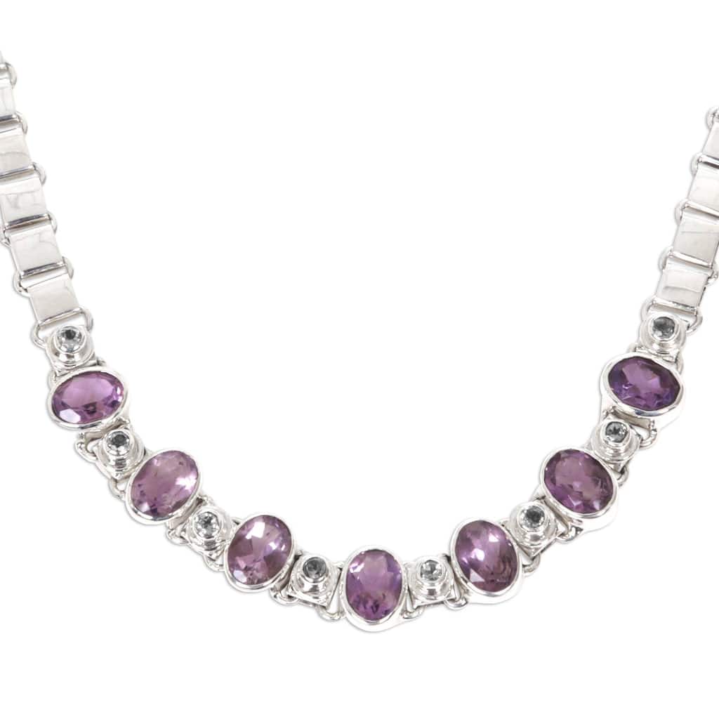 NOVICA Handmade Exuberance Amethyst and Peridot Choker Necklace (Indonesia)