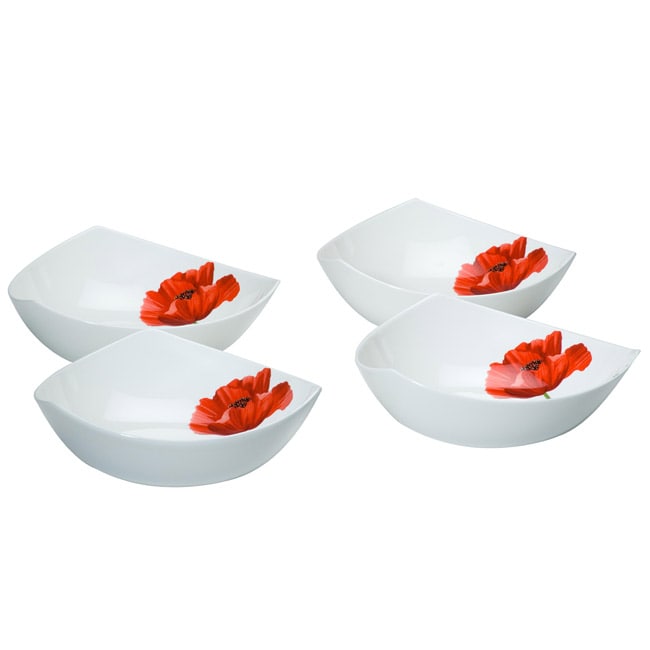 Red Vanilla Summer Sun Set Of 4 Soup Bowls