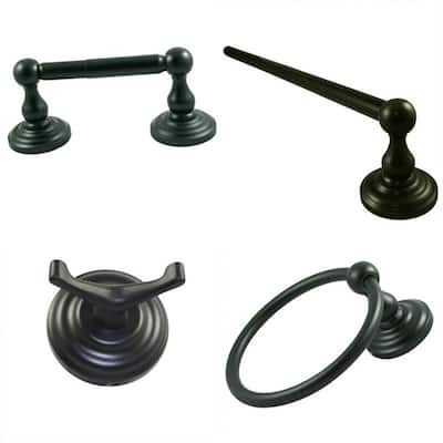 Sure-Loc Flat Black Boulder 4-piece Bathroom Accessory Set