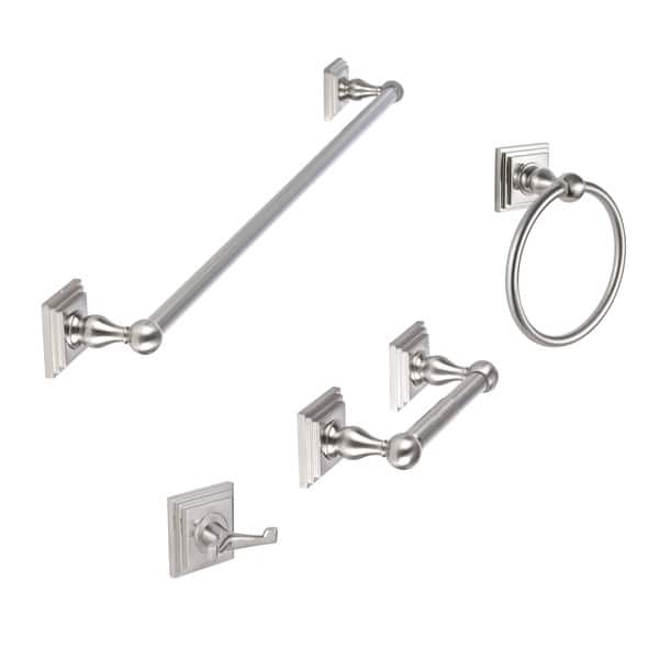 Sure-Loc Hardware 4-Piece Brighton Polished Chrome with White Porcelain  Decorative Bathroom Hardware Set with Towel Bar, Toilet Paper Holder, Towel