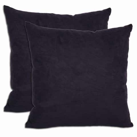 Black Microsuede Feather and Down Filled Throw Pillows (Set of 2)