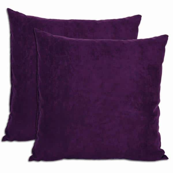 Purple Microsuede Feather And Down Filled Throw Pillows Set Of 2 Overstock 5643374