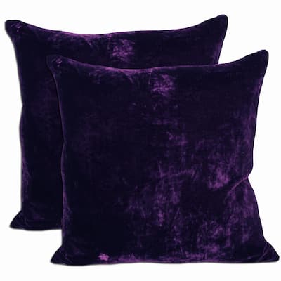 Purple Velvet Down Alternative Filled Throw Pillows (Set of 2)