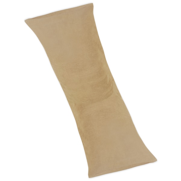 Camel Microsuede Full Length Double Zippered Body Pillow Cover by