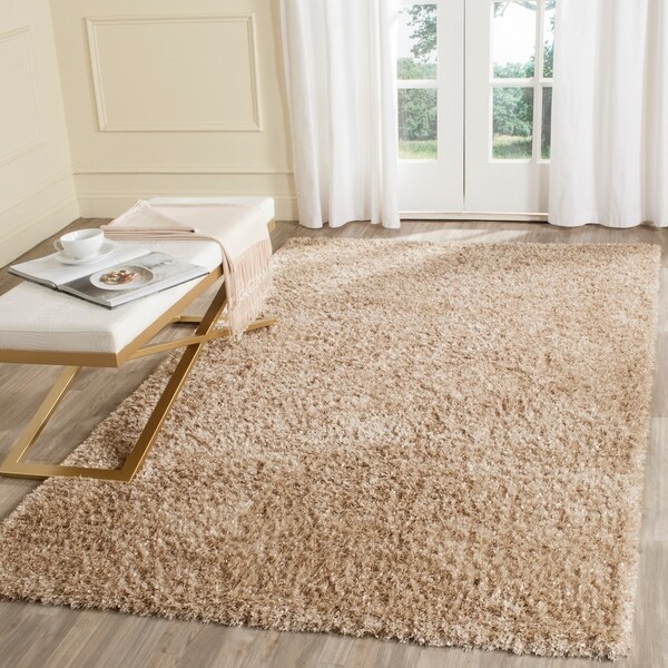 Safavieh Handmade Malibu Shag Natural Beige Polyester Rug - 8' x 10'