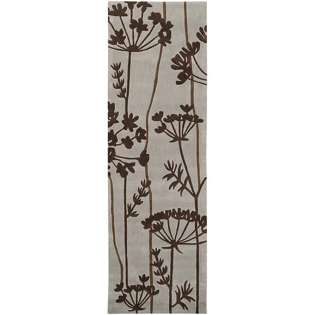 Hand tufted Retro Chic Grey Floral Rug (26 X 8)